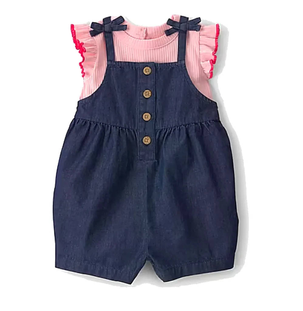 Carter’s Kız Bebek 2 Parça Kurdele Detaylı Yazlık Tulum Takım