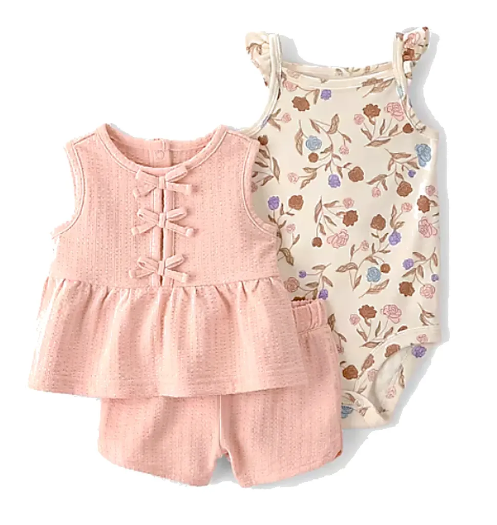 Carter’s Kız Bebek 3 Parça Yazlık Şort Takımı Pembe