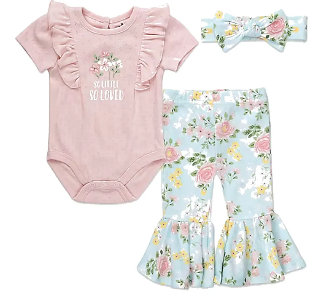 Baby Essentials Kız Bebek Somon 3’lü Pantolonlu Alt Üst Takım