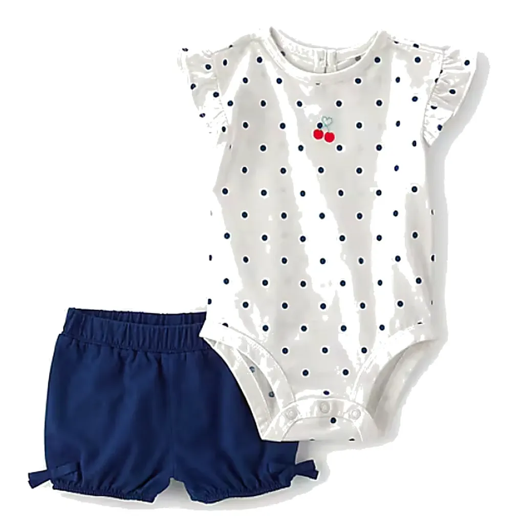 Carter’s Kız Bebek Beyaz Puantileyi 2’li Şortlu Yazlık Takım