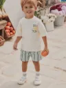 Next Çocuk Ekru “Sea You” Baskılı Kısa Kollu Tişört ve Çizgili Şort 2’li Takım