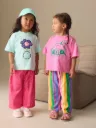Next 3-4 Yaş Çocuk 2’li Pembe Mint Baskılı Kısa Kollu Tişört ve Renkli Pantolon Takımı